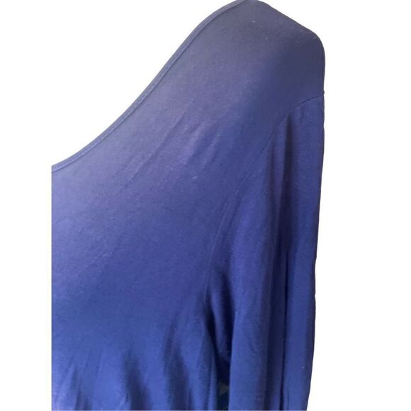 Rose+Olive Women's Scoop Neck Top Striped Button 3/4 Sleeve Shirt Blue Size XL - Picture 2 of 6